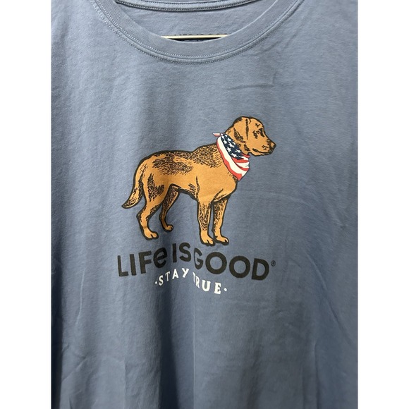 Life Is Good Mens XL Stay True Dog Graphic T Shirt Blue Crusher Tee - Picture 4 of 5